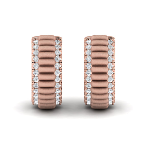 Fluted Huggie Earrings with Satin Finish