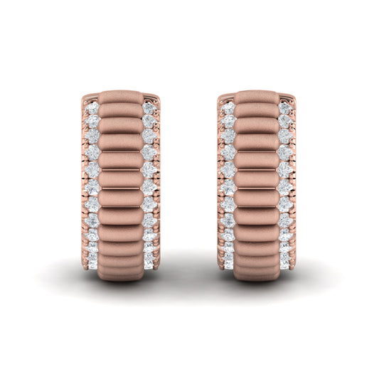Fluted Huggie Earrings with Satin Finish