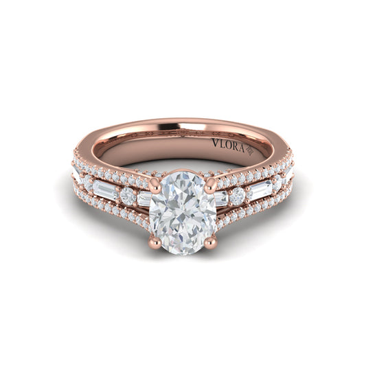 Triple Band Oval Engagement Ring