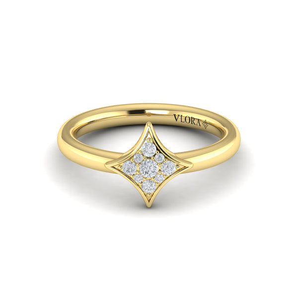 Channel Set Diamond Cluster Vlora Star Ring