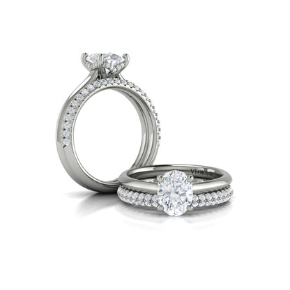 Matching Band for Solitaire Oval Engagement Ring with Hidden Halo
