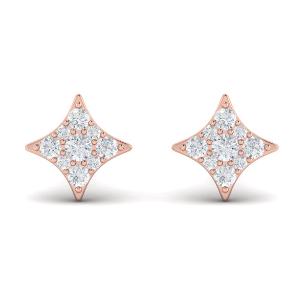 Diamond Cluster Star Stud Earrings