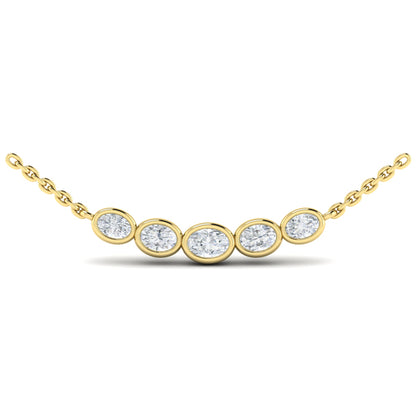 Bezel Set Diamond Curve Pendant Necklace