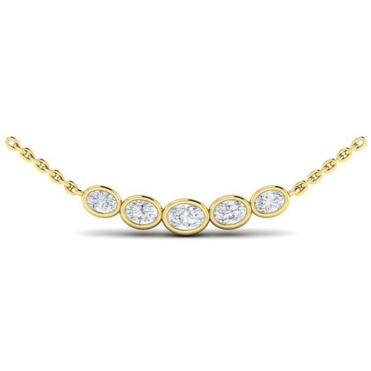Bezel Set Diamond Curve Pendant Necklace