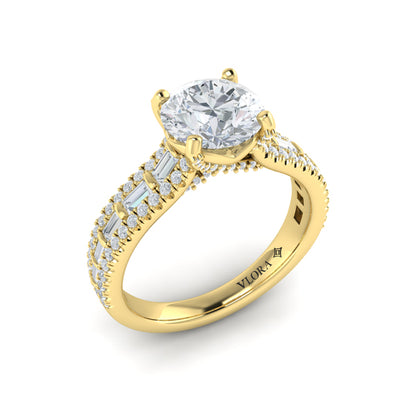 Grand Cathedral Round Diamond Engagement Ring