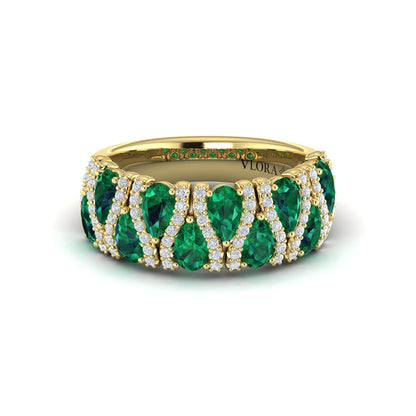 Multi Diamond and Emerald Statement Ring
