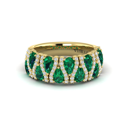 Multi Diamond and Emerald Statement Ring