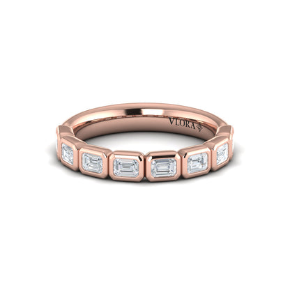 Matching Band for Emerald Cut Bezel Engagement Ring with Bezel Set Accent Diamonds