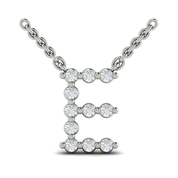 Diamond Alphabet Pendant Necklace, E