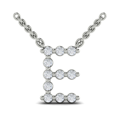 Diamond Alphabet Pendant Necklace, E