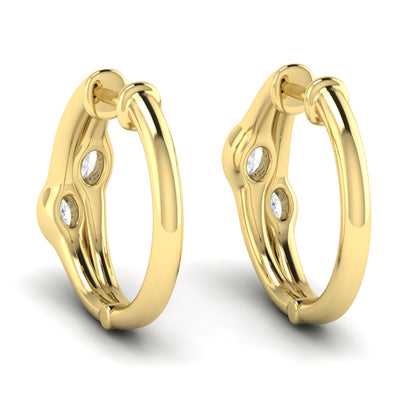 Oval Shaped Diamond Bezel‑Set Two‑Stone Huggies