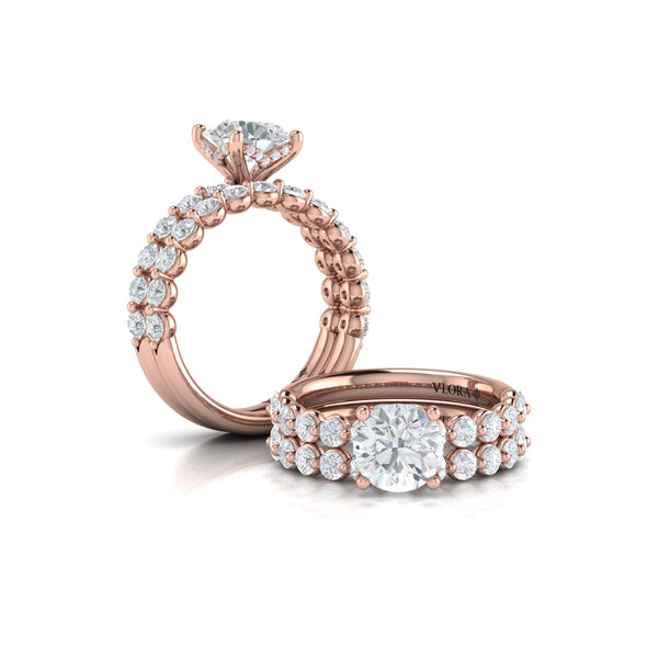 Matching Bands Wedding Band in 14K Rose Gold by Vlora Bridal