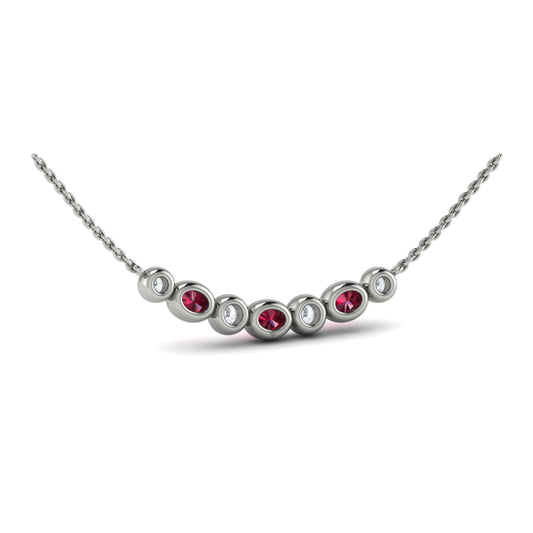 Diamond and Ruby Rounded Bezel Pendant