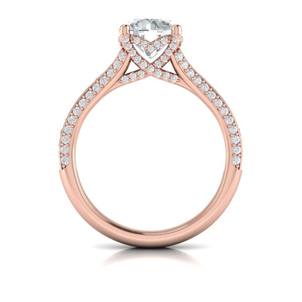 Dramatic Cathedral Hidden Halo Engagement Ring