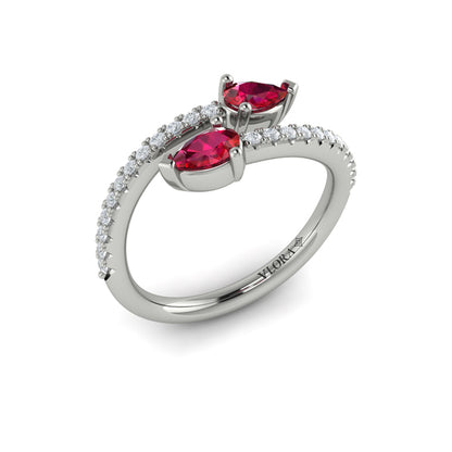 Diamond and Pear Ruby Wrap Ring