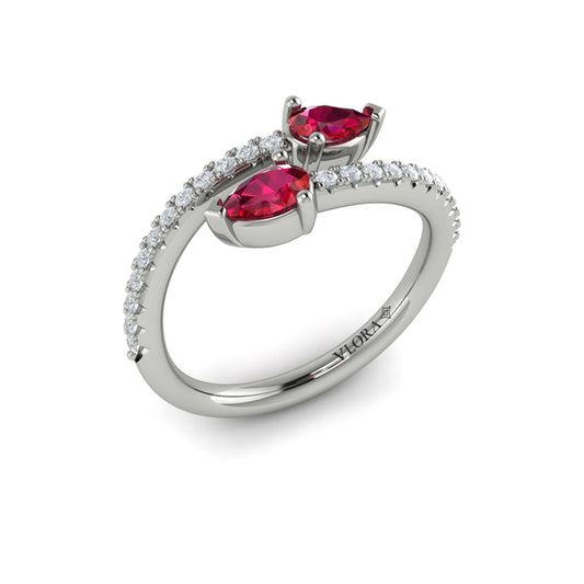 Diamond and Pear Ruby Wrap Ring