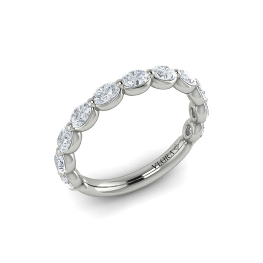 Matching Band for Oval Bezel Diamond Accent Round Engagement Ring