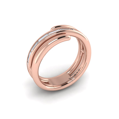 Center Diamond Baguette Open Wrap Ring