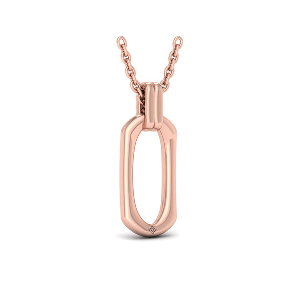 Diamond Accent North South Open Oval Pendant with Link Necklace