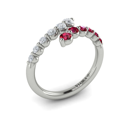 Diamond and Ruby Open Wrap Ring