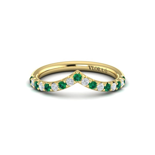 Emerald and Diamond Contour Band