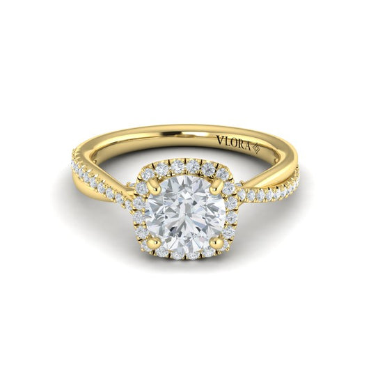 Entwined Euro Halo Round Engagement Ring