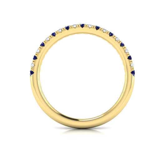 Slim Sapphire and Diamond Stackable Band