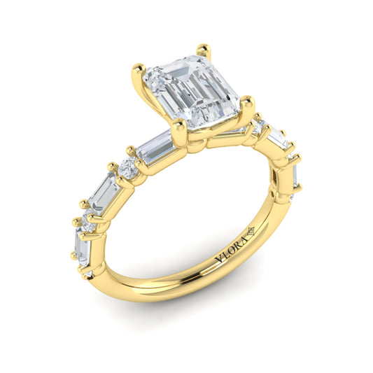 Daring Deco Emerald Cut Engagement Ring