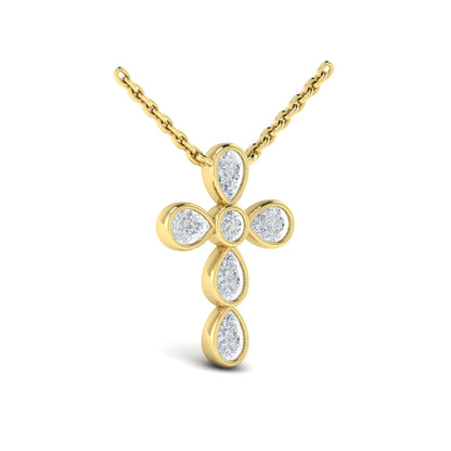 Pear Shape Bezel Set Diamond Cross Pendant
