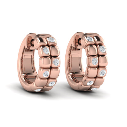 Tiled Diamond Huggie Earrings