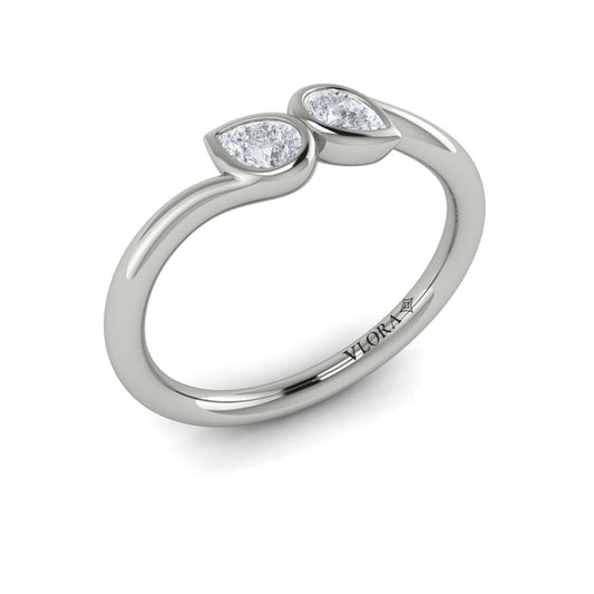 Pear Shaped Diamond Bezel‑set two‑stone Bypass Ring