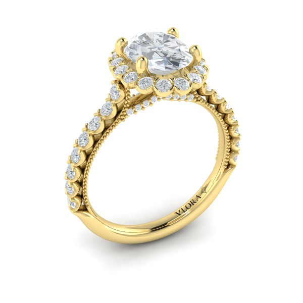 Floral Halo Oval Engagement Ring