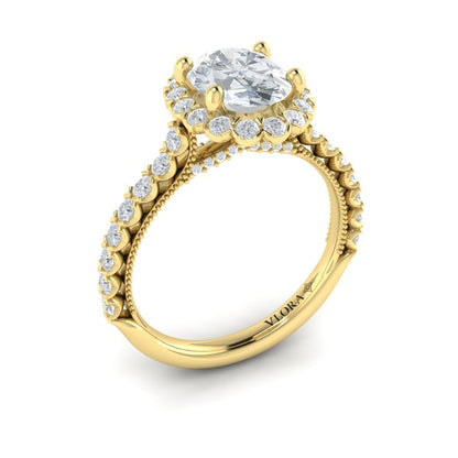 Floral Halo Oval Engagement Ring