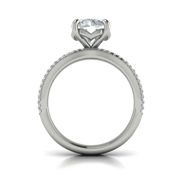 Round Straight Row Engagement Ring in Platinum by Vlora Bridal