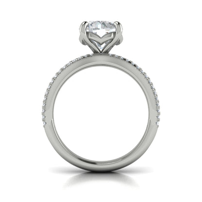 Round Straight Row Engagement Ring in Platinum by Vlora Bridal