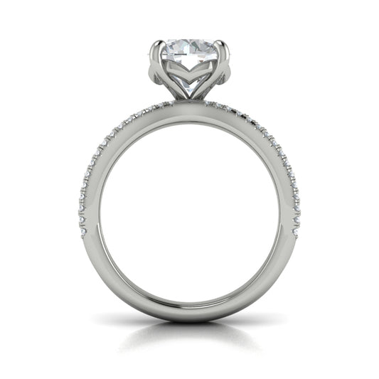 Round Straight Row Engagement Ring in Platinum by Vlora Bridal