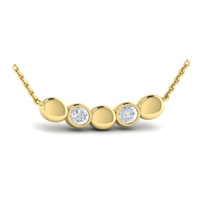 Contoured Gold and Diamond Pebble Necklace