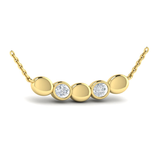 Contoured Gold and Diamond Pebble Necklace