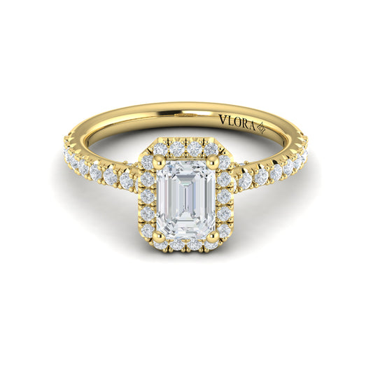 Timeless Halo Emerald Cut Engagement Ring