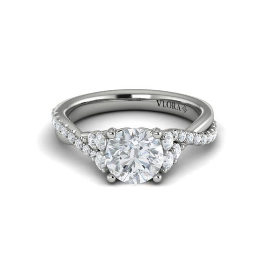 Round Classic Engagement Ring in Platinum by Vlora Bridal