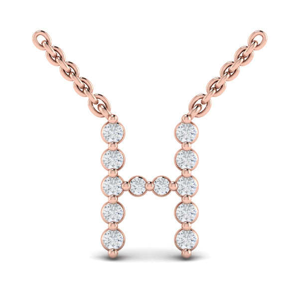 Diamond Alphabet Pendant Necklace, H