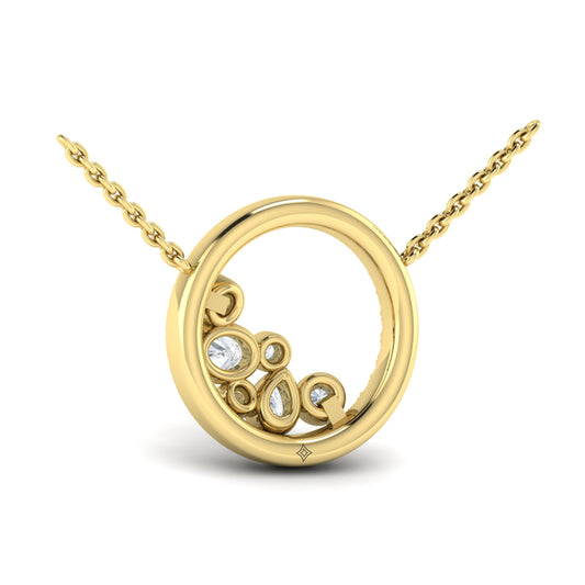 Pavé Halo and Bezel Set Diamond Pendant Necklace