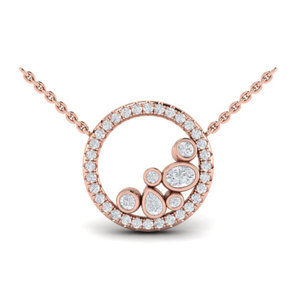 Pavé Halo and Bezel Set Diamond Pendant Necklace