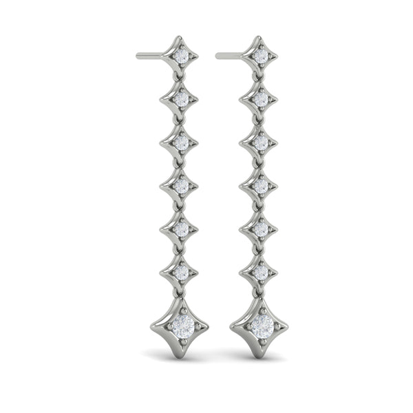 Diamond Vlora Star Long Drop Statement Earrings