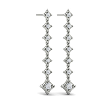 Diamond Vlora Star Long Drop Statement Earrings