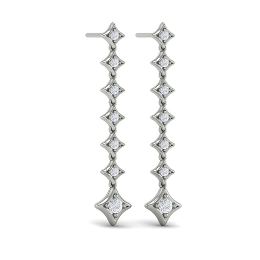 Diamond Vlora Star Long Drop Statement Earrings