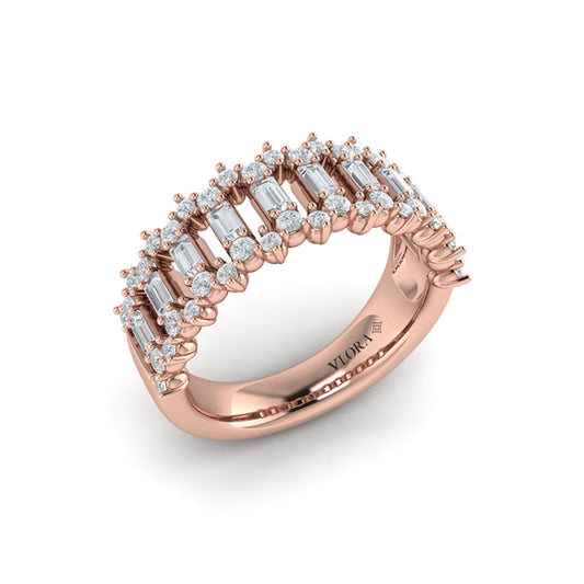 Diamond Baguette and Round Diamond Regal Ring