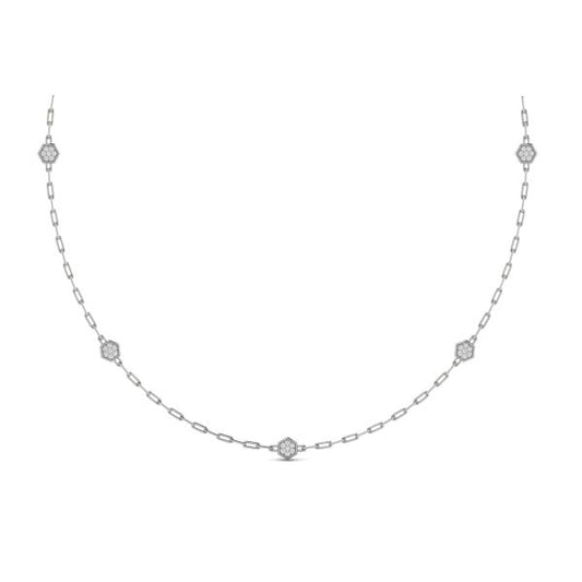 Multi Diamond Honeycomb Link Necklace