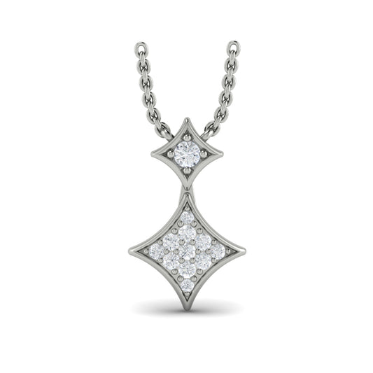 Diamond Cluster Double Vlora Star Pendant Necklace