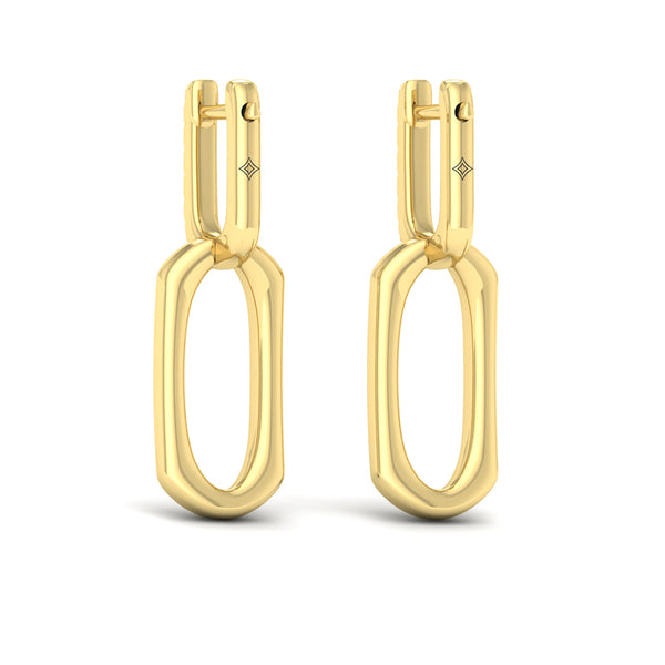 Diamond Accent North South Open Oval Pendant Link Earrings